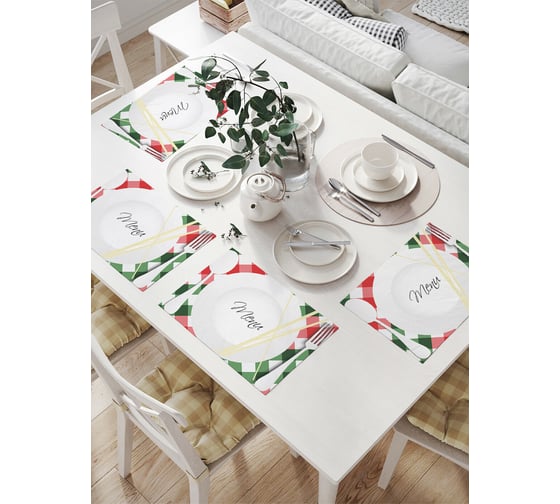 Изображение товара Комплект тканевых салфеток для сервировки стола JOYARTY "домашнее меню", 32x46 см, 4 шт. np_105972