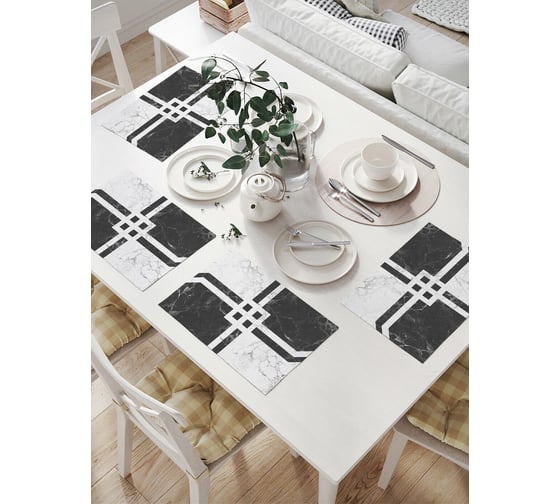 Изображение товара Комплект тканевых салфеток для сервировки стола JOYARTY "мраморная плитка", 32x46 см, 4 шт. np_33988