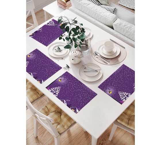 Изображение товара Комплект тканевых салфеток для сервировки стола JOYARTY "санта на работе", 32x46 см, 4 шт. np_378921