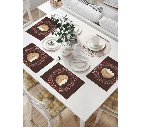 Изображение товара Комплект тканевых салфеток для сервировки стола JOYARTY "милашка еж", 32x46 см, 4 шт. np_67699