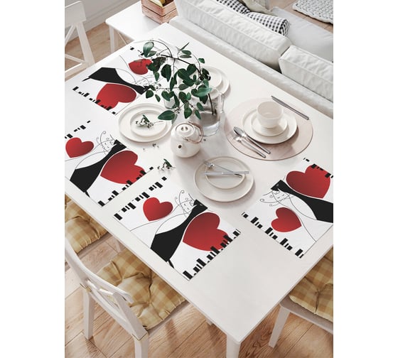 Изображение товара Комплект тканевых салфеток для сервировки стола JOYARTY "коты и любовь", 32x46 см, 4 шт. np_8878