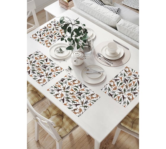 Изображение товара Комплект тканевых салфеток для сервировки стола JOYARTY "отряд динозавров", 32x46 см, 4 шт. np_12659