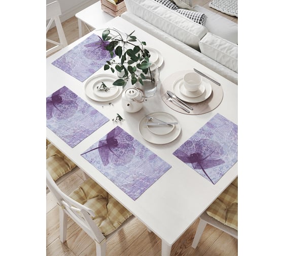 Изображение товара Комплект тканевых салфеток для сервировки стола JOYARTY "фантомный цветочек", 32x46 см, 4 шт. np_16552