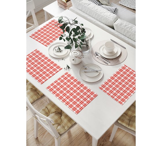 Изображение товара Комплект тканевых салфеток для сервировки стола JOYARTY "клетчатая скатерть", 32x46 см, 4 шт. np_31071
