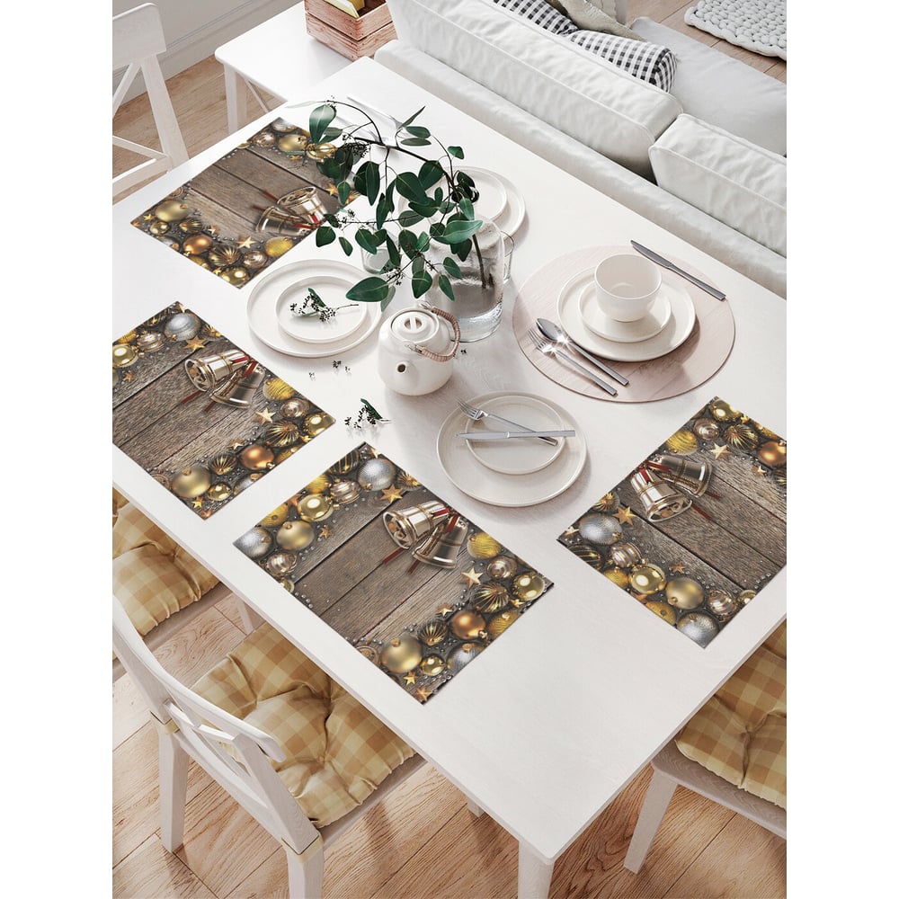 Комплект тканевых салфеток для сервировки стола JOYARTY, цвет золотой np_5533 - фото 1