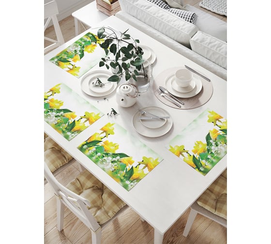 Изображение товара Комплект тканевых салфеток для сервировки стола JOYARTY "водные нарциссы", 32x46 см, 4 шт. np_7558