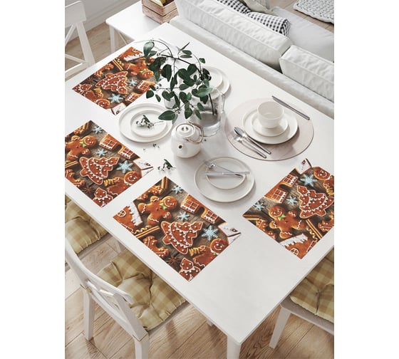 Изображение товара Комплект тканевых салфеток для сервировки стола JOYARTY "праздничные пряники", 32x46 см, 4 шт. np_78633