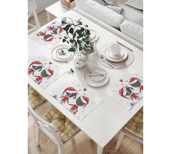 Изображение товара Комплект тканевых салфеток для сервировки стола JOYARTY "влюбленное рождество", 32x46 см, 4 шт. np_20067