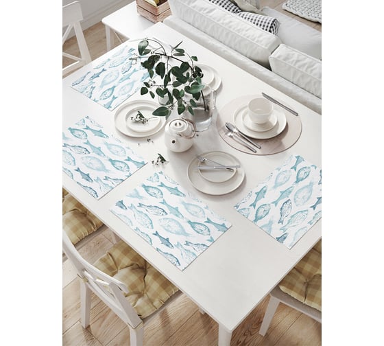 Изображение товара Комплект тканевых салфеток для сервировки стола JOYARTY "перемещение рыб", 32x46 см, 4 шт. np_20588