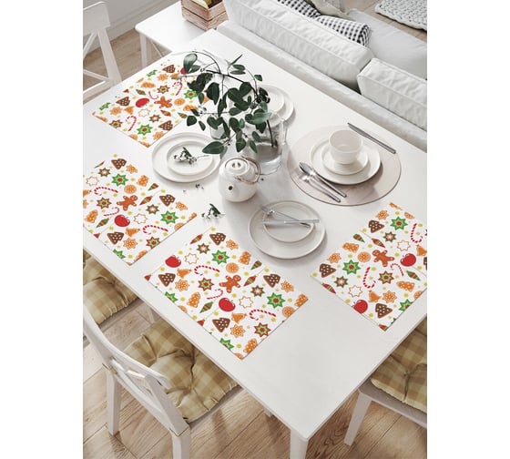 Изображение товара Комплект тканевых салфеток для сервировки стола JOYARTY "сладости под елочку", 32x46 см, 4 шт. np_38337