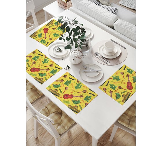 Изображение товара Комплект тканевых салфеток для сервировки стола JOYARTY "мексиканский праздник", 32x46 см, 4 шт. np_11675