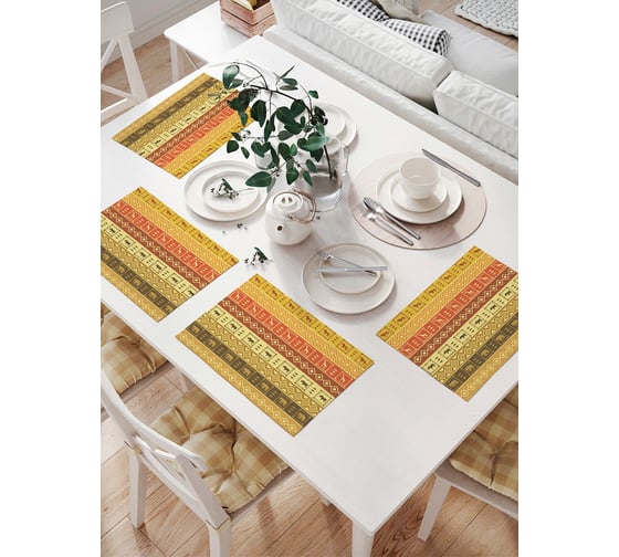 Изображение товара Комплект тканевых салфеток для сервировки стола JOYARTY "африканская скатерть", 32x46 см, 4 шт. np_10452