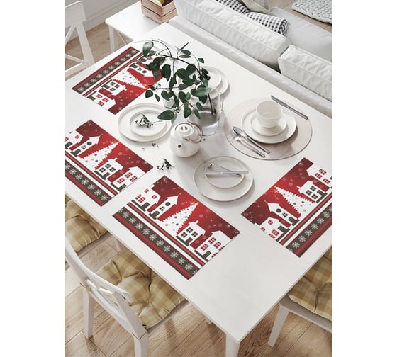 Изображение товара Комплект тканевых салфеток для сервировки стола JOYARTY "рождественский город", 32x46 см, 4 шт. np_19380