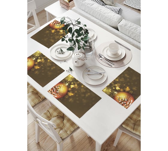 Изображение товара Комплект тканевых салфеток для сервировки стола JOYARTY "елка на шарике", 32x46 см, 4 шт. np_20284