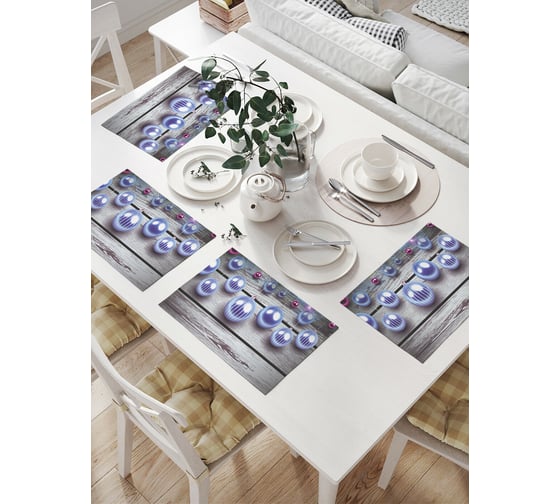 Изображение товара Комплект тканевых салфеток для сервировки стола JOYARTY "елочные игрушки", 32x46 см, 4 шт. np_21498