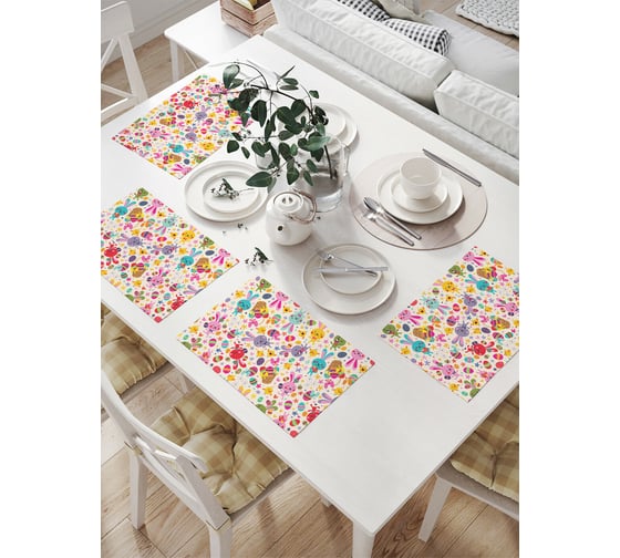 Изображение товара Комплект тканевых салфеток для сервировки стола JOYARTY "кролики и пасха", 32x46 см, 4 шт. np_25667