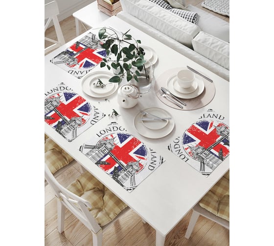Изображение товара Комплект тканевых салфеток для сервировки стола JOYARTY "эмблема лондона", 32x46 см, 4 шт. np_27696