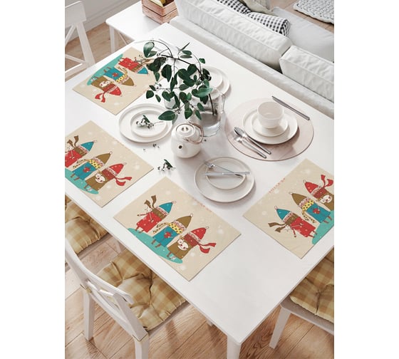 Изображение товара Комплект тканевых салфеток для сервировки стола JOYARTY "новогодняя прогулка", 32x46 см, 4 шт. np_290622