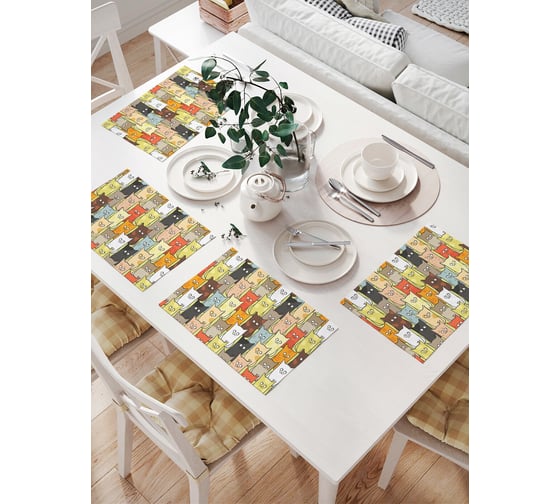 Изображение товара Комплект тканевых салфеток для сервировки стола JOYARTY "котятки", 32x46 см, 4 шт. np_32589