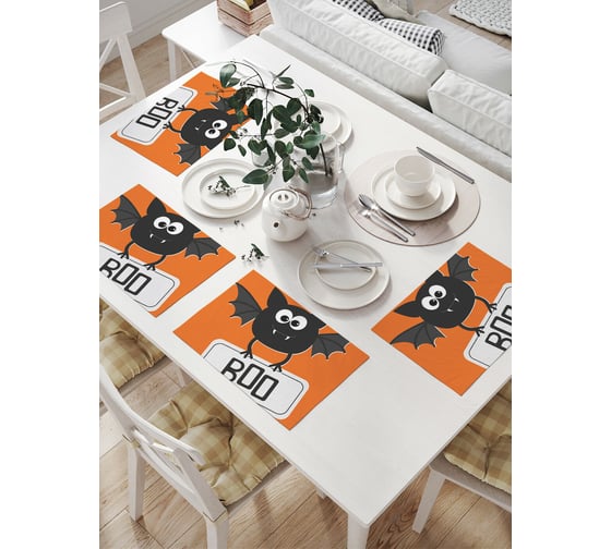 Изображение товара Комплект тканевых салфеток для сервировки стола JOYARTY "летучая мышь пугает", 32x46 см, 4 шт. np_36704
