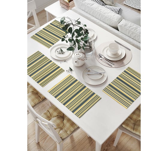 Изображение товара Комплект тканевых салфеток для сервировки стола JOYARTY "полосатое полотно", 32x46 см, 4 шт. np_54840