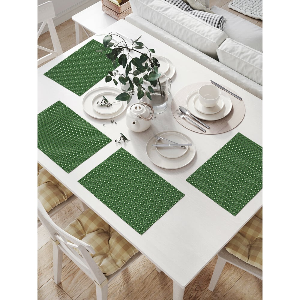 Комплект тканевых салфеток для сервировки стола JOYARTY, цвет темно-зеленый np_74643 - фото 1