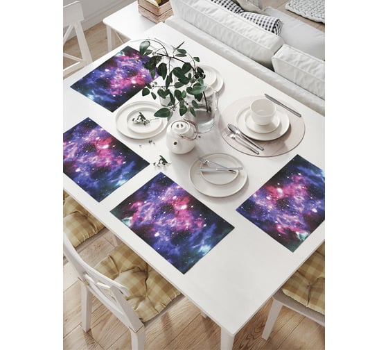 Изображение товара Комплект тканевых салфеток для сервировки стола JOYARTY "космическая поверхность", 32x46 см, 4 шт. np_14497