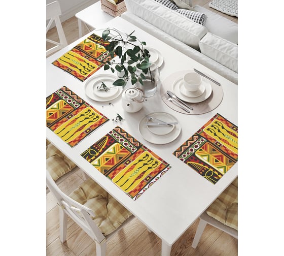 Изображение товара Комплект тканевых салфеток для сервировки стола JOYARTY "африканский этнос", 32x46 см, 4 шт. np_17578