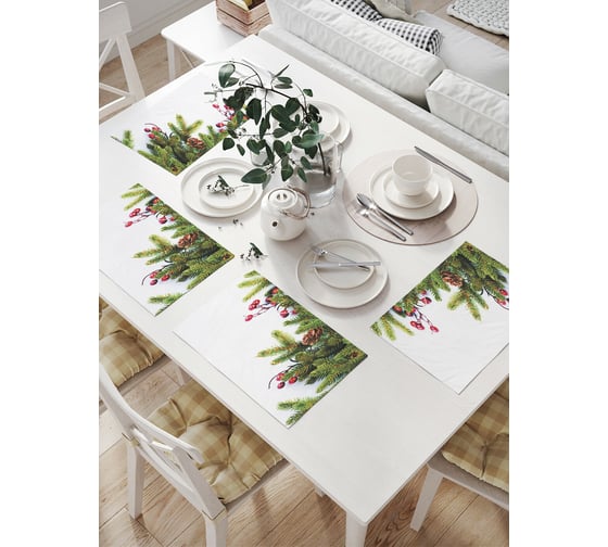 Изображение товара Комплект тканевых салфеток для сервировки стола JOYARTY "елочные игрушки", 32x46 см, 4 шт. np_20292