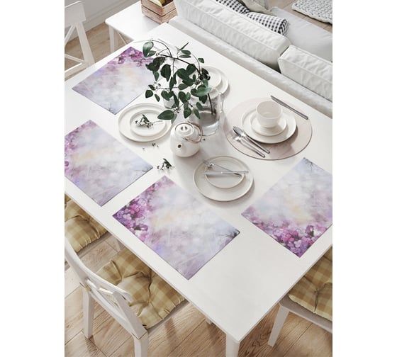 Изображение товара Комплект тканевых салфеток для сервировки стола JOYARTY "цветочный дым", 32x46 см, 4 шт. np_21117