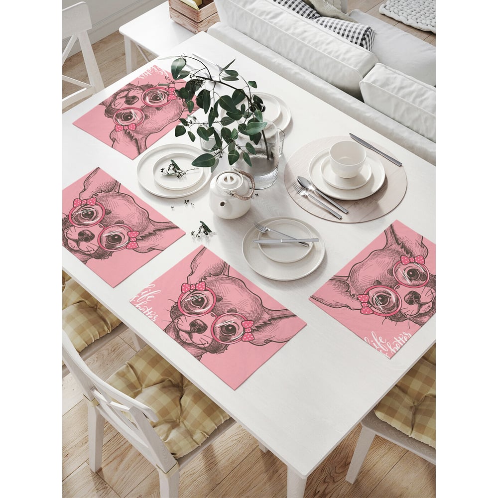 Комплект тканевых салфеток для сервировки стола JOYARTY, цвет розовый np_32985 - фото 1