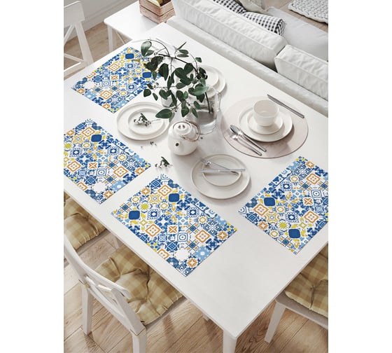 Изображение товара Комплект тканевых салфеток для сервировки стола JOYARTY "этническая плитка", 32x46 см, 4 шт. np_34725