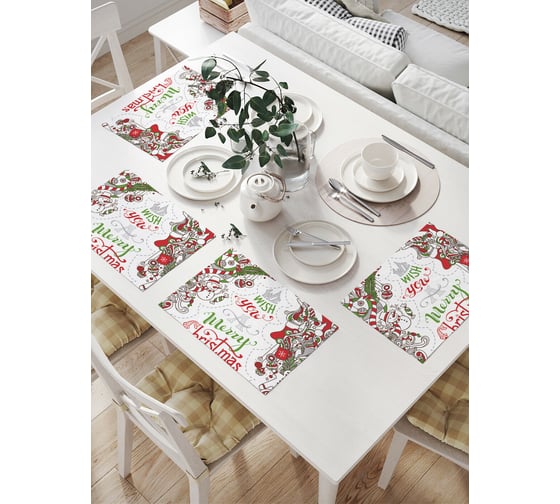 Изображение товара Комплект тканевых салфеток для сервировки стола JOYARTY "рождественские атрибуты", 32x46 см, 4 шт. np_37049