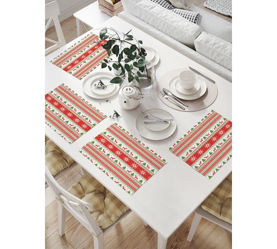 Изображение товара Комплект тканевых салфеток для сервировки стола JOYARTY "норвежские олени", 32x46 см, 4 шт. np_37103