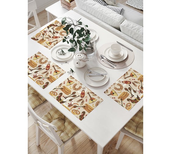 Изображение товара Комплект тканевых салфеток для сервировки стола JOYARTY "скоро масленица", 32x46 см, 4 шт. np_378850