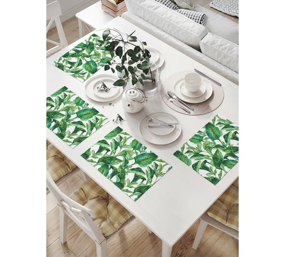 Изображение товара Комплект тканевых салфеток для сервировки стола JOYARTY "ботаника тропических листьев", 32x46 см, 4 шт. np_38869