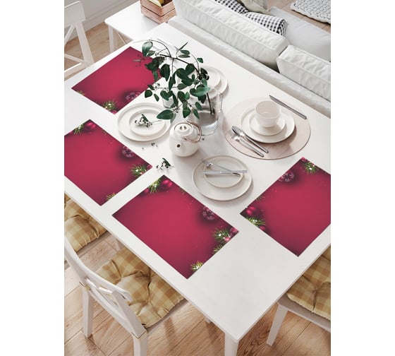 Изображение товара Комплект тканевых салфеток для сервировки стола JOYARTY "еловые игрушки", 32x46 см, 4 шт. np_39776