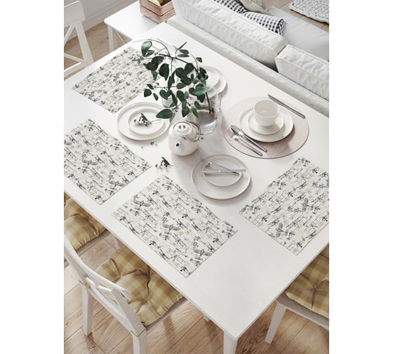 Изображение товара Комплект тканевых салфеток для сервировки стола JOYARTY "чертежи самолетов", 32x46 см, 4 шт. np_53394