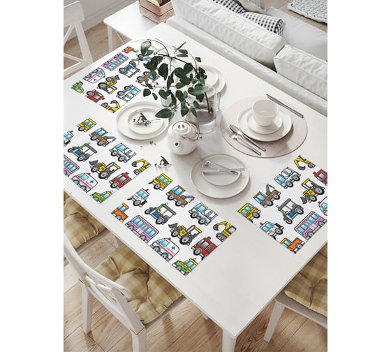 Изображение товара Комплект тканевых салфеток для сервировки стола JOYARTY "разнообразие сухопутных машин", 32x46 см, 4 шт. np_54129