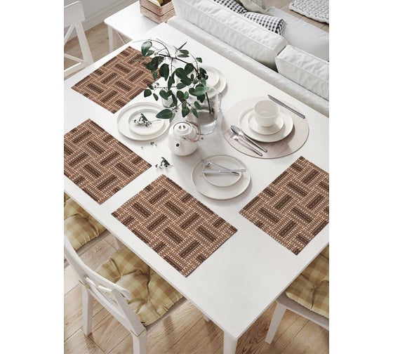 Изображение товара Комплект тканевых салфеток для сервировки стола JOYARTY "плетеная циновка", 32x46 см, 4 шт. np_58253