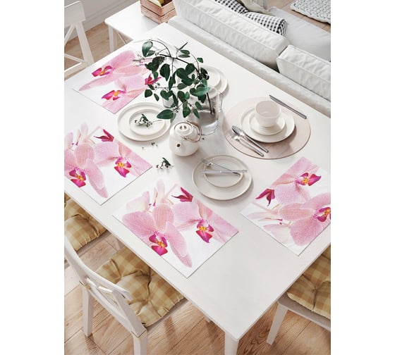 Изображение товара Комплект тканевых салфеток для сервировки стола JOYARTY "нежная орхидея", 32x46 см, 4 шт. np_8640