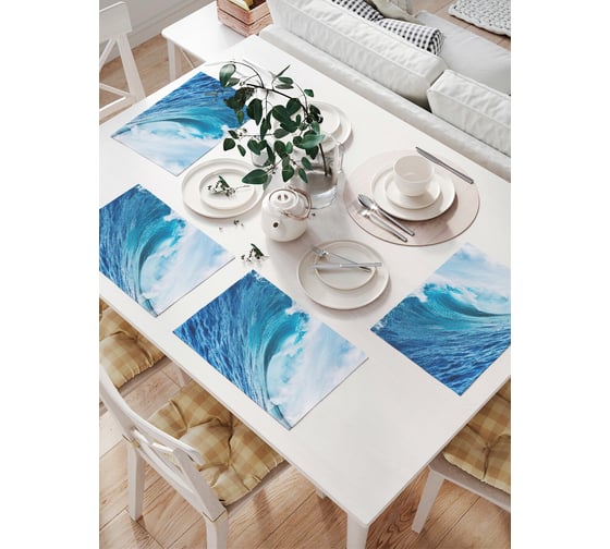 Изображение товара Комплект тканевых салфеток для сервировки стола JOYARTY "морская волна", 32x46 см, 4 шт. np_10272