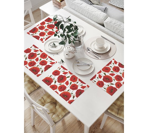 Изображение товара Комплект тканевых салфеток для сервировки стола JOYARTY "в окружении маков", 32x46 см, 4 шт. np_11363