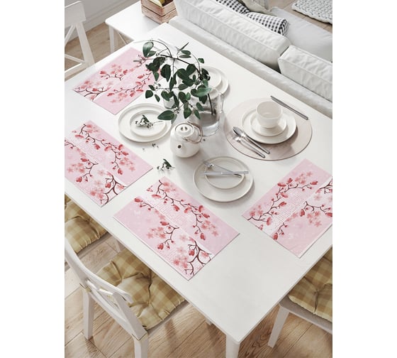 Изображение товара Комплект тканевых салфеток для сервировки стола JOYARTY "полосы с ветками", 32x46 см, 4 шт. np_12204