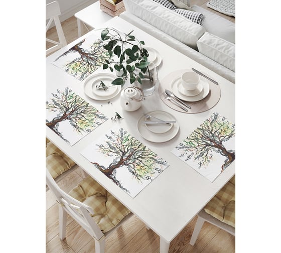 Изображение товара Комплект тканевых салфеток для сервировки стола JOYARTY "музыкальное дерево", 32x46 см, 4 шт. np_12694