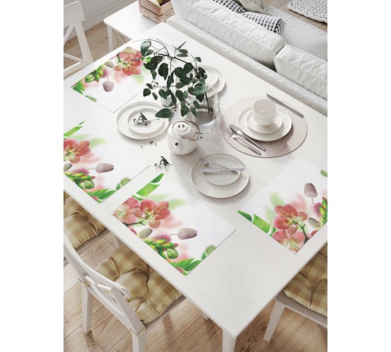 Изображение товара Комплект тканевых салфеток для сервировки стола JOYARTY "лепестки орхидей", 32x46 см, 4 шт. np_17138