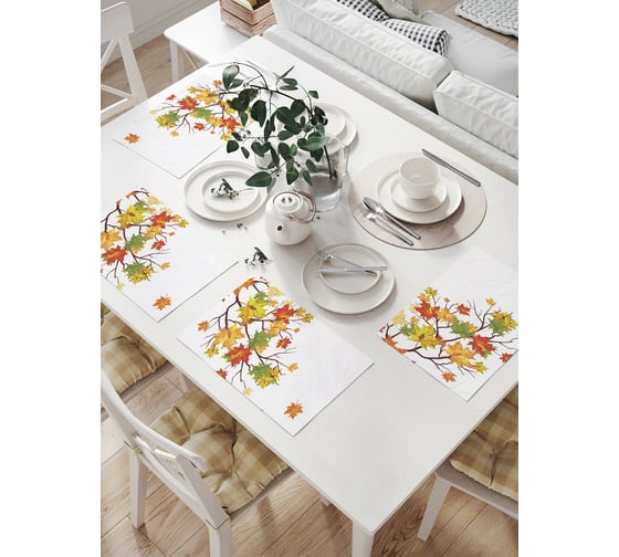 Изображение товара Комплект тканевых салфеток для сервировки стола JOYARTY "свободные листья", 32x46 см, 4 шт. np_18844