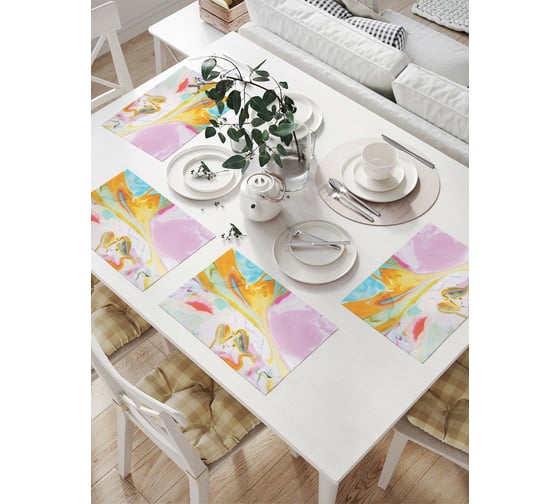 Изображение товара Комплект тканевых салфеток для сервировки стола JOYARTY "красочные брызги", 32x46 см, 4 шт. np_19444