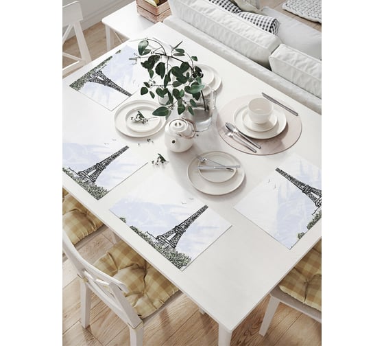 Изображение товара Комплект тканевых салфеток для сервировки стола JOYARTY "эйфелевая башня в графике", 32x46 см, 4 шт. np_27749