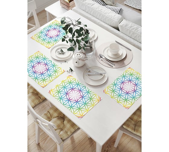 Изображение товара Комплект тканевых салфеток для сервировки стола JOYARTY "сакральный цветок жизни", 32x46 см, 4 шт. np_28850